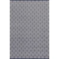 Blue & Ivory Checkered Indoor/Outdoor Rug, 4x6