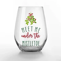 Meet Me Under the Mistletoe Wine Glasses, Set of 2