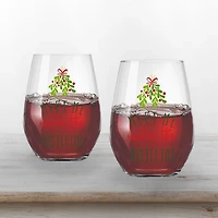 Meet Me Under the Mistletoe Wine Glasses, Set of 2