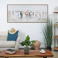 Gold Foil Wild Horses Framed Canvas Art Print