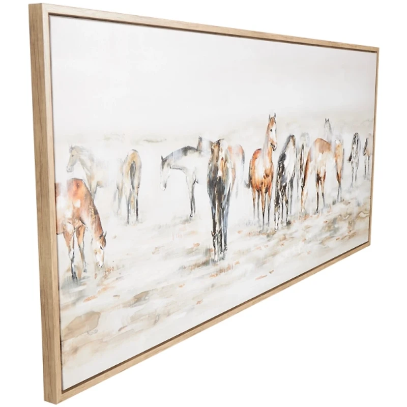 Gold Foil Wild Horses Framed Canvas Art Print