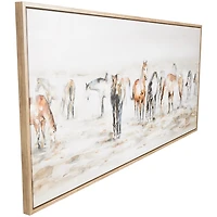 Gold Foil Wild Horses Framed Canvas Art Print
