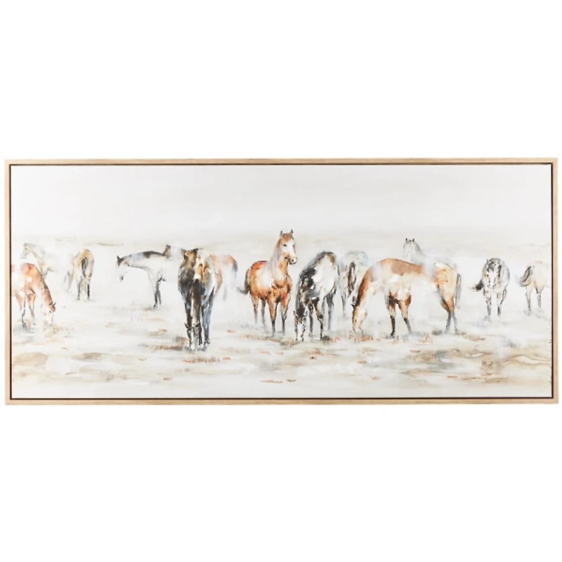 Gold Foil Wild Horses Framed Canvas Art Print