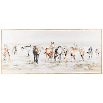 Gold Foil Wild Horses Framed Canvas Art Print