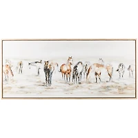 Gold Foil Wild Horses Framed Canvas Art Print