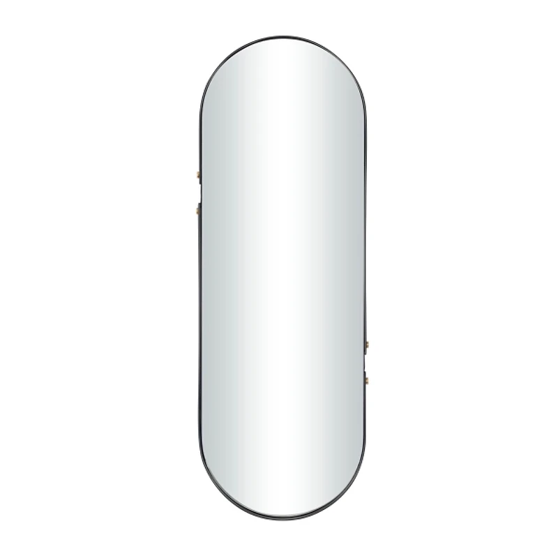Black Cut Metal Gold Accents Oblong Wall Mirror
