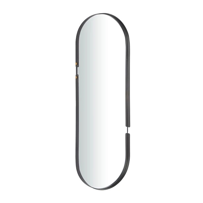 Black Cut Metal Gold Accents Oblong Wall Mirror