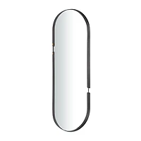 Black Cut Metal Gold Accents Oblong Wall Mirror