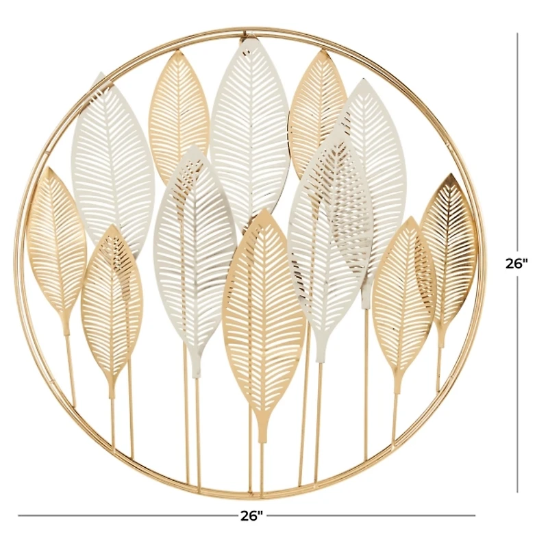 Metallic Gold and Silver Layered Leaf Wall Plaque