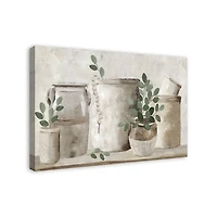 Neutral Greenery Pottery Canvas Art Print