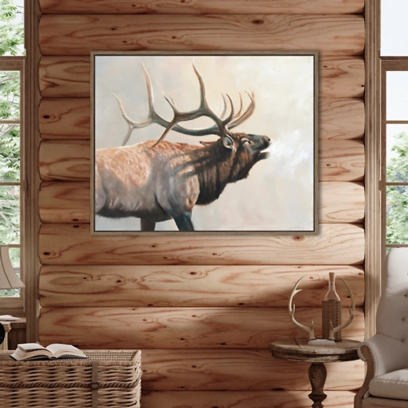 Wild Elk Framed Canvas Art Print