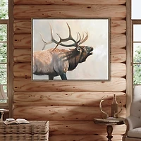 Wild Elk Framed Canvas Art Print