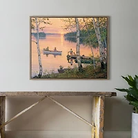 Lakeland Sunset Fishing Framed Canvas Art Print