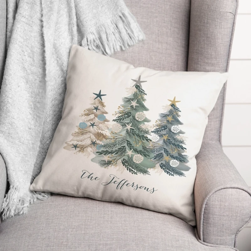 Personalized Seaside Christmas Trees Pillow