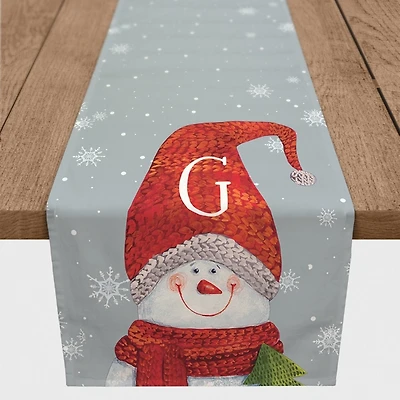 Personalized Monogram Snowman Table Runner, 90 in.