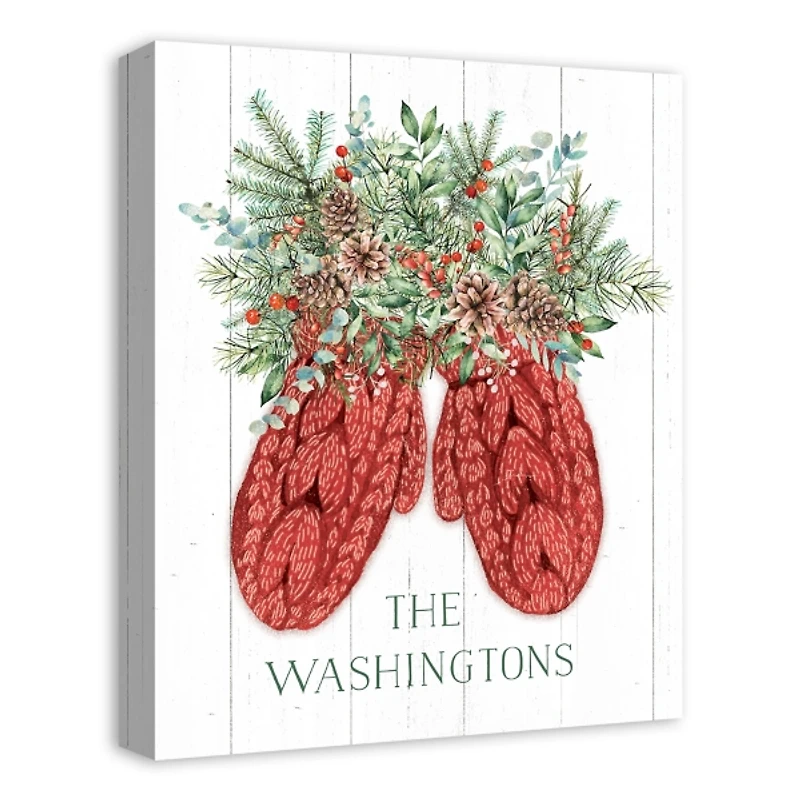 Personalized Joyful Mittens Canvas Art Print