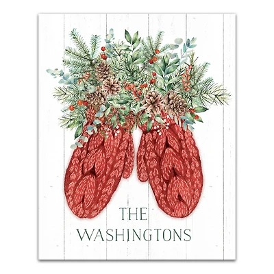 Personalized Joyful Mittens Canvas Art Print