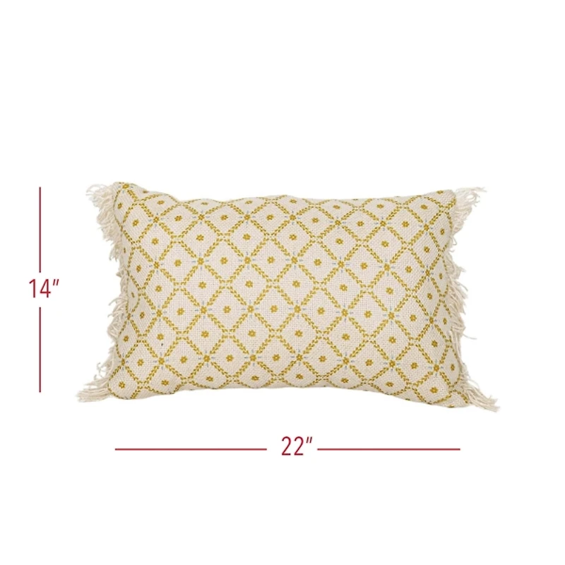 Mustard Geometric Floral Indoor/Outdoor Pillow