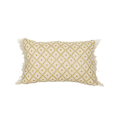 Mustard Geometric Floral Indoor/Outdoor Pillow
