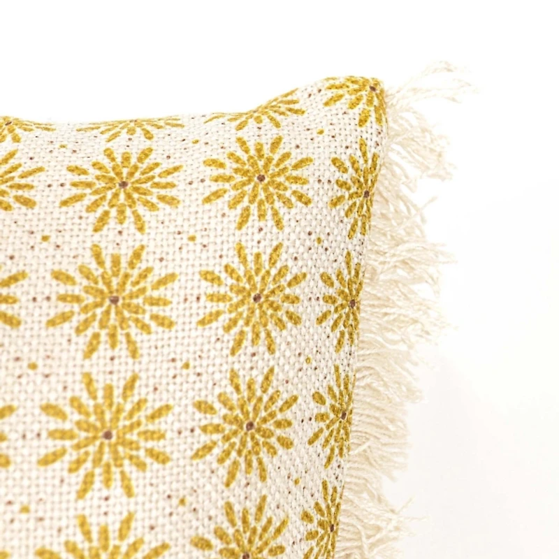 Mustard Boho Floral Indoor/Outdoor Pillow