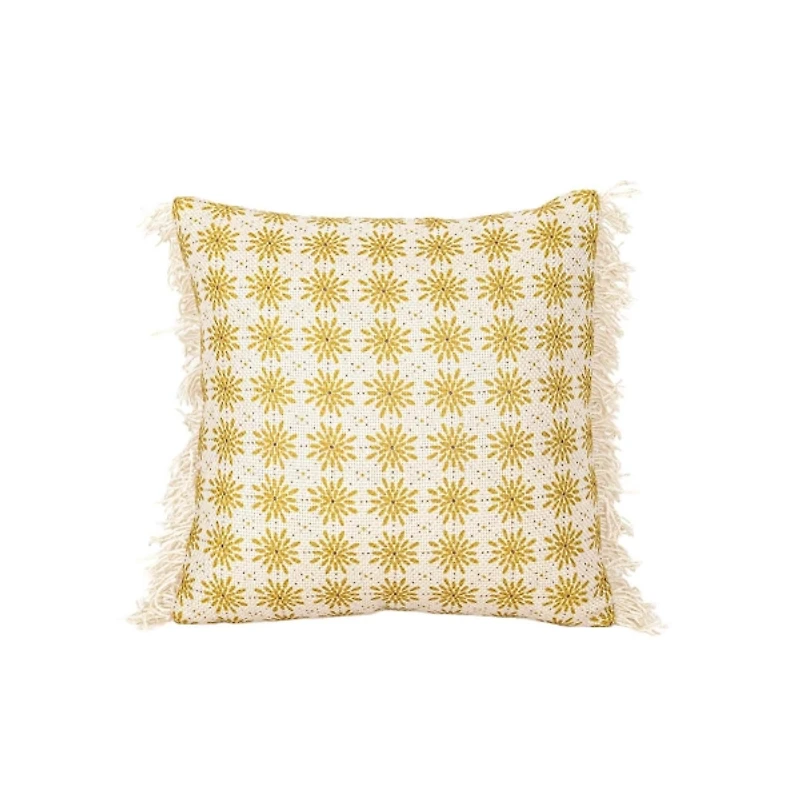 Mustard Boho Floral Indoor/Outdoor Pillow