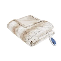 Beautyrest Sand Faux Fur Oversized Heated Throw