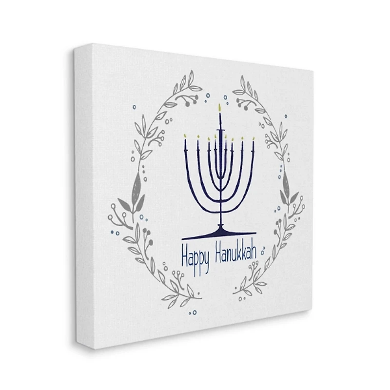 Happy Hanukkah Wreath Canvas Art Print