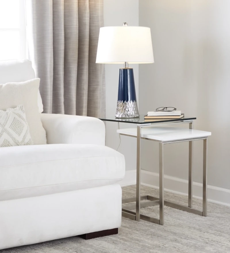 Navy and Silver Piper Table Lamp