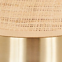 Natural Rattan and Gold Metal Table Lamp