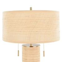 Natural Rattan and Gold Metal Table Lamp