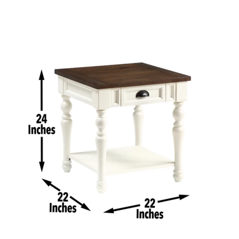 Ivory Farmhouse Wood Accent Table