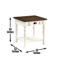Ivory Farmhouse Wood Accent Table