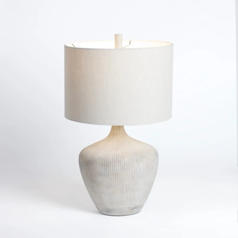 Graywash Ribbed Urn Table Lamp