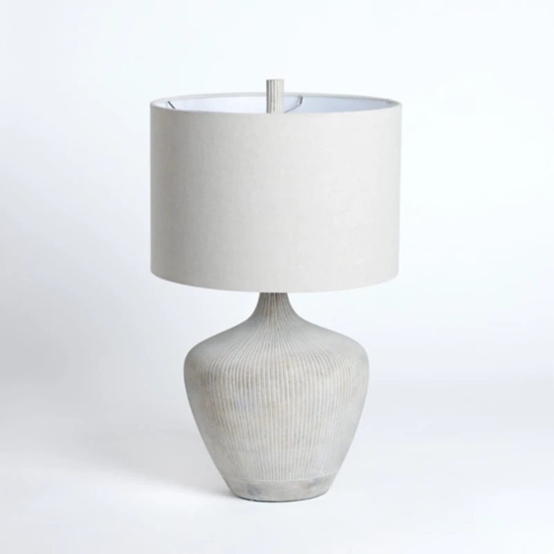 Graywash Ribbed Urn Table Lamp