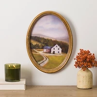 Barn Landscape Oval Framed Art Print