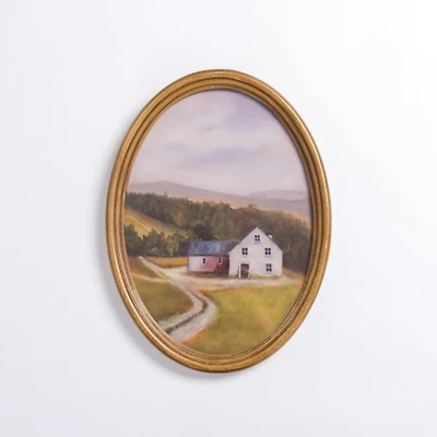Barn Landscape Oval Framed Art Print