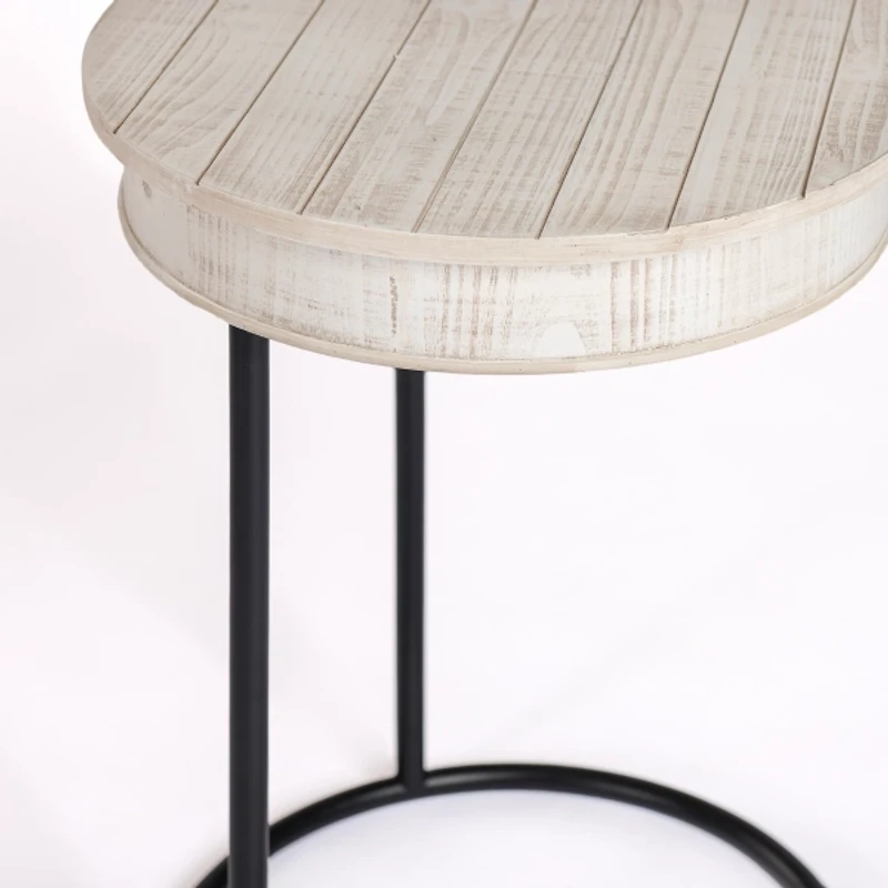 Round Savannah Wood and Metal C-Table