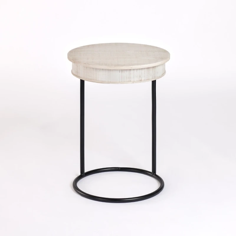Round Savannah Wood and Metal C-Table