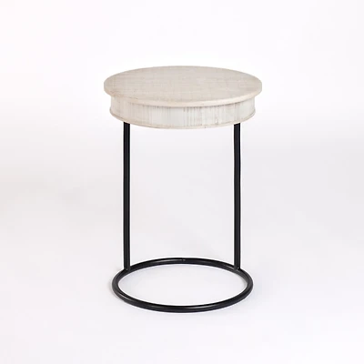 Round Savannah Wood and Metal C-Table