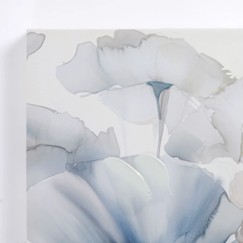 Blue and Gray Florals Canvas Art Print