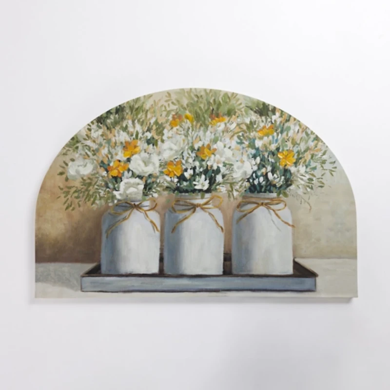 Arched Floral Mason Jar Canvas Art Print
