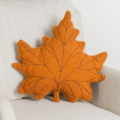 Orange Reversible Leaf Shaped Pillow