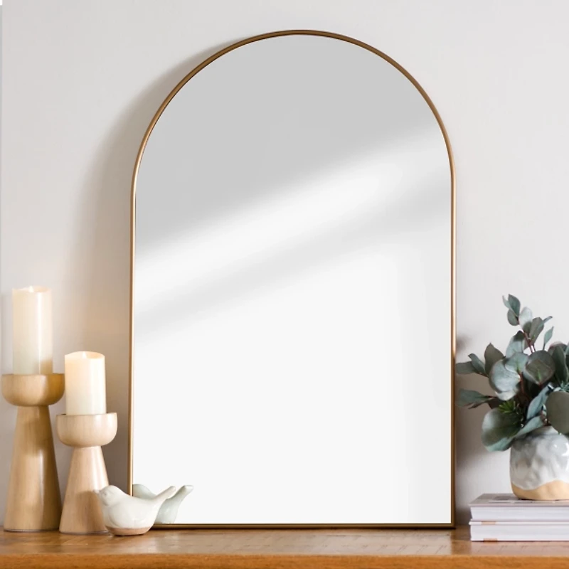 Antique Brass Nouveau Linear Arch Mirror