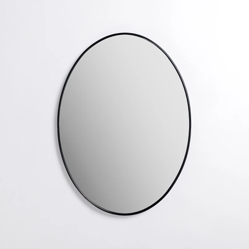 Oval Black Nouveau Linear Wall Mirror