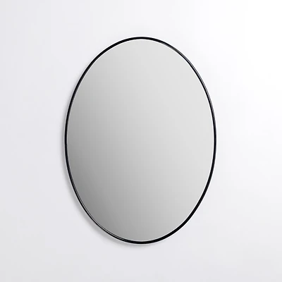 Oval Black Nouveau Linear Wall Mirror