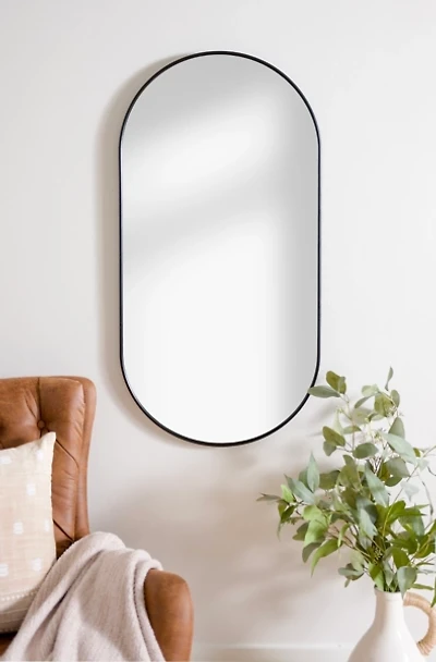 Oblong Black Nouveau Linear Wall Mirror