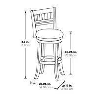 Gray Slatted Back Upholstered Swivel Bar Stool