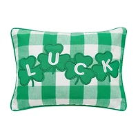 Green Luck Clovers Plaid Pillow