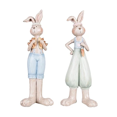 Standing Bunny Couple Figurines, Set of 2