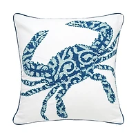 Blue Crab Embellished Pillow